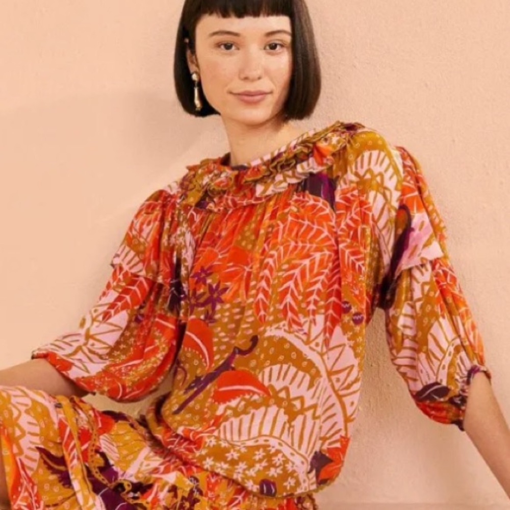 Farm Rio Jungle Panther Blouse - L - NWT